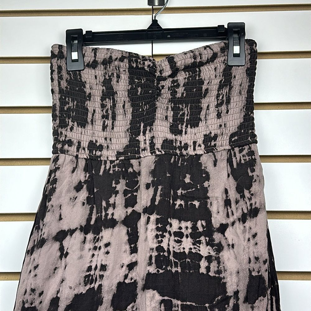 Volcom Strapless Tie-Dye High-Low Dress in Taupe and Black - Picture 3 of 8